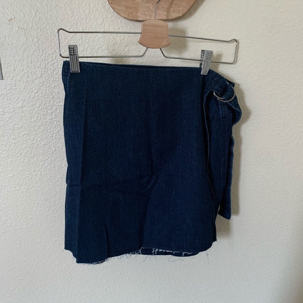 Madewell dark blue denim wrap skirt